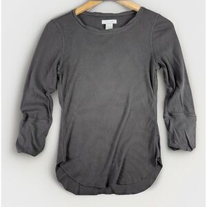 Outerknown Ribbed Organic Cotton Long Sleeve Women's Small Gray $98